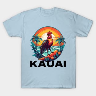 Kauai Hawaii - Rooster (with Black Lettering) T-Shirt